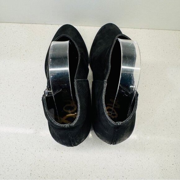 Sam Edelman Macon Booties Black Suede Genuine Leather Heeled Boots Shoes Sz 8.5 - Picture 6 of 15